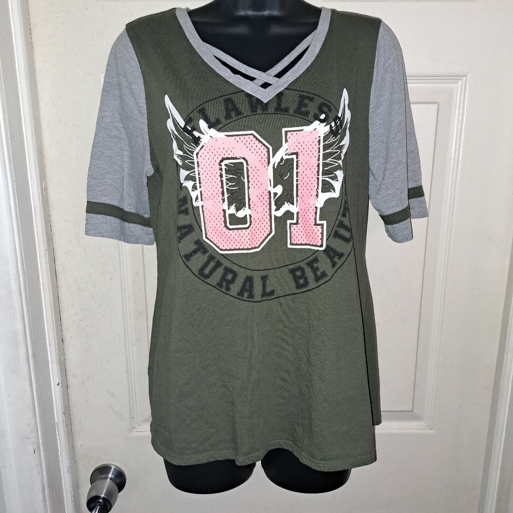 A-1 Bobbie brooks T- shirt Criss-Cross at neck.